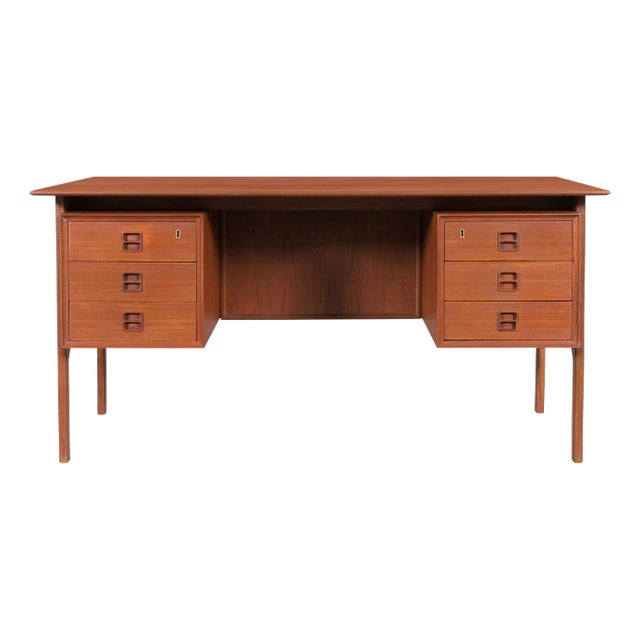 1960s Danish Modern Teak Desk With Bookcase by Erik Brouer for Brouer Mobelfabrik For Sale