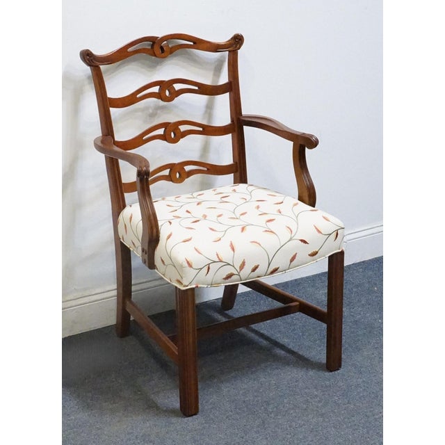 Duncan Phyfe Vintage Antique Solid Mahogany Traditional Duncan Phyfe Style Ladderback Dining Arm Chair For Sale - Image 4 of 8