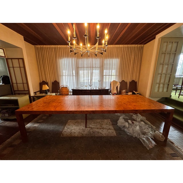 Wood Mid 20th Century Monumental Henredon-Attributed Burl Wood Extension Dining Table For Sale - Image 7 of 9