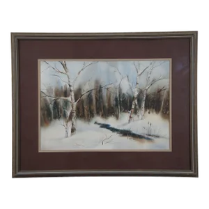 1975 Vintage Watercolor Landscape Painting December Morning by Sean Toomey 27"
