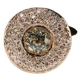 Late 20th Century 14k Rose gold ring set with one rose cut diamond, Size 7.25 For Sale