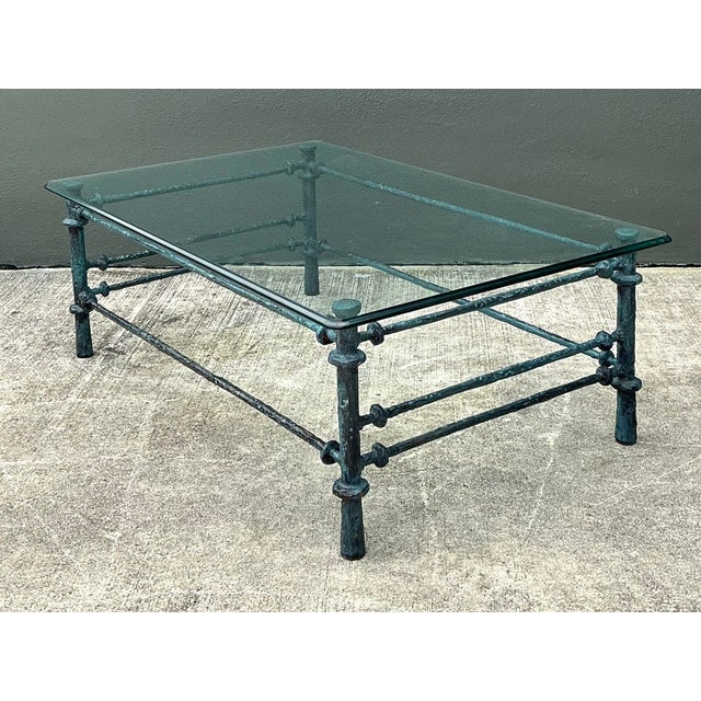 Metal Vintage Patinated Wrought Iron Coffee Table After Giacometti For Sale - Image 7 of 12