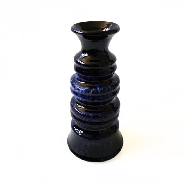 Vintage Handmade Blue Glazed Vase by K. Hedin, Leksand, Sweden For Sale - Image 5 of 5