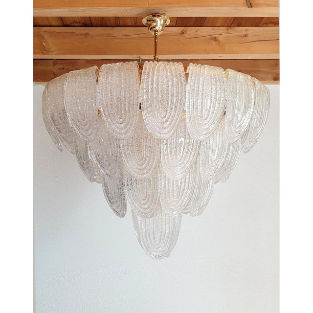 Large Mid Century Modern Murano Glass Chandelier Italy For Sale - Image 4 of 13