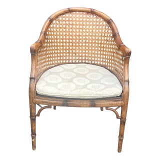 Vintage Faux Bamboo Accent Side Chair With Rattan Cane Back For Sale