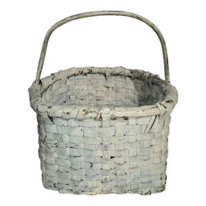 19Thc Original Oyster Painted Handled Basket