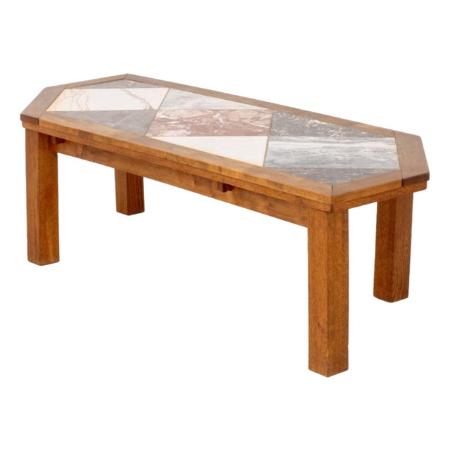 Modern Asymmetrical Marble Top Coffee Table For Sale