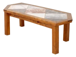 Modern Asymmetrical Marble Top Coffee Table