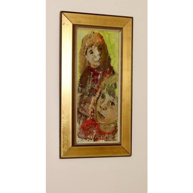 Bertil Wahlgren, Two Children, 1960s, Oil on Canvas, Framed For Sale - Image 10 of 11
