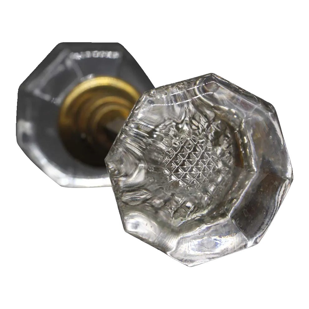 Mid 20th Century Glass Octagon Mercury Basket Weave Door Knobs Chairish