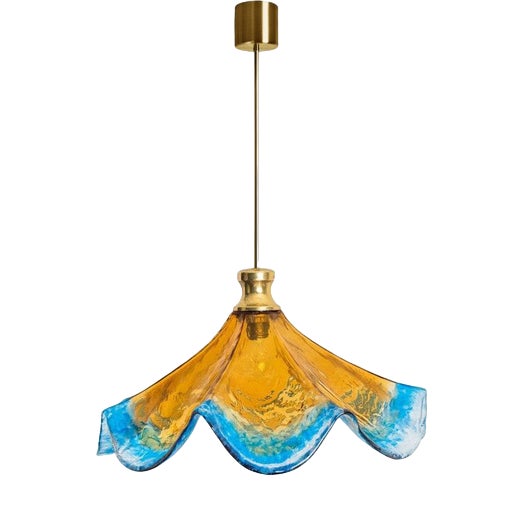 Murano Glass Flower Pendant Light attributed to Mazzega, 1970 For Sale