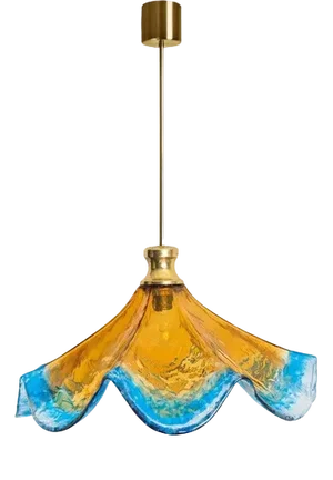 Murano Glass Flower Pendant Light attributed to Mazzega, 1970