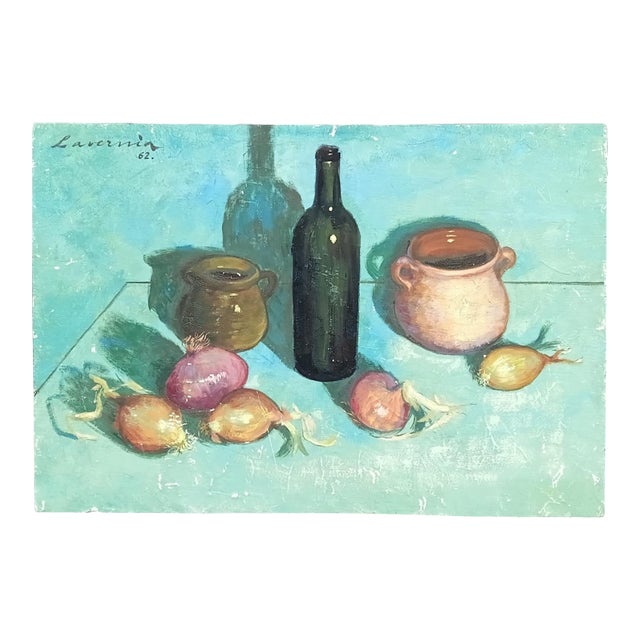 Large French Original Oil Painting 1962 by Angelina Lavernia For Sale