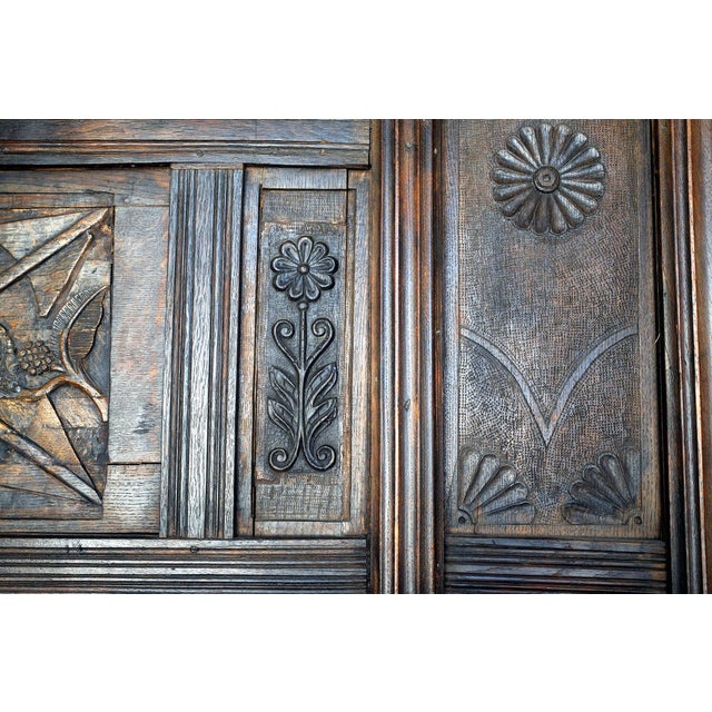 Coffee Antique Carved Oak Jacobean / Tudor-Style Panel For Sale - Image 8 of 9