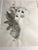 Fantastic vintage pen and ink drawing of a dramatic woman who appears to be in art deco style. The piece is matted and...