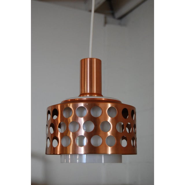 Vintage Mid-Century Swedish Copper & Glass Pendant For Sale - Image 4 of 9