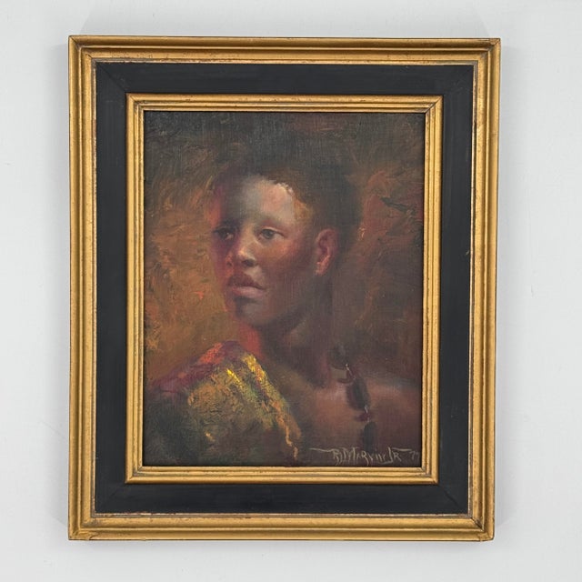 Ronald L. Marvin Jr. Original Portrait Oil Painting on Board, Signed 1977 For Sale - Image 12 of 12