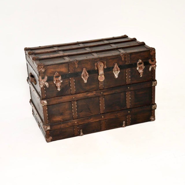 Large Antique Pine Travel Trunk, 1900s For Sale - Image 15 of 15