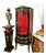 Louis XV Style Black Display Curio Cabinet With Red Velvet Interior & Gold Leaf Details For Sale