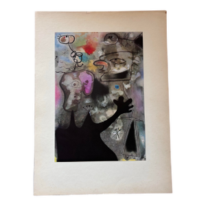 After Joan Miro, Woman, Bird, Star. Limited First Edition Color Lithograph. 1940 Vintage Print