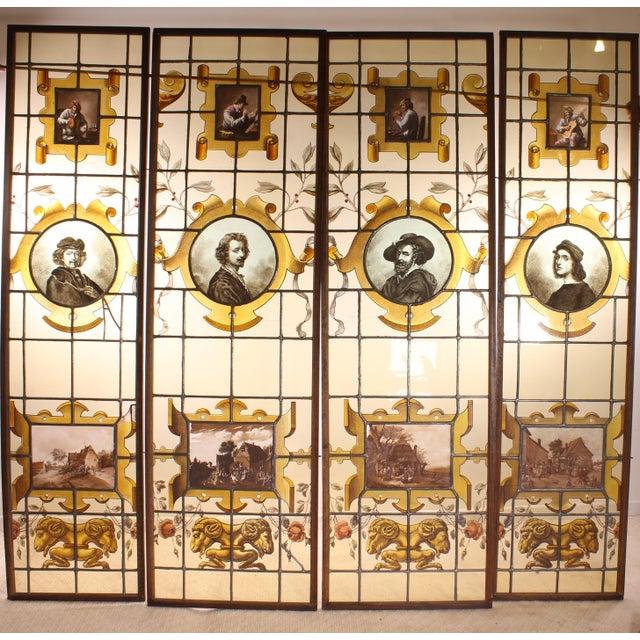 Flemish Renaissance Stained Glasses, Set of 4 For Sale - Image 18 of 18