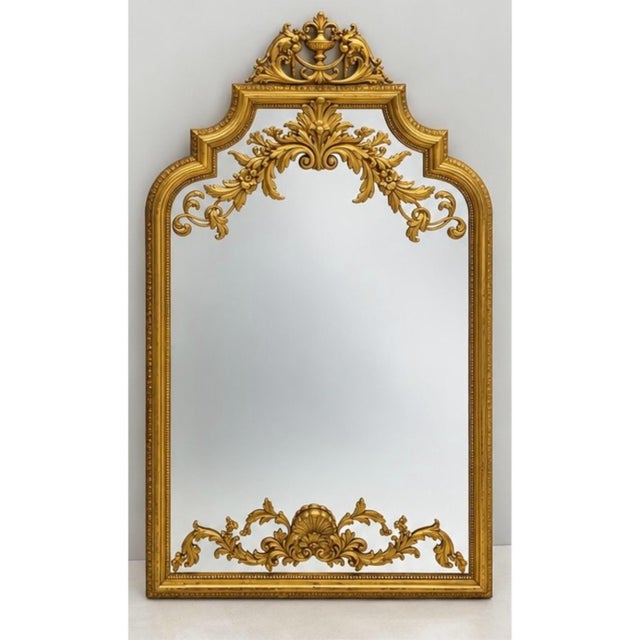 Gold Italian Neo-Classical Style Gilt Cast Plaster and Terracotta Mirror For Sale - Image 8 of 9