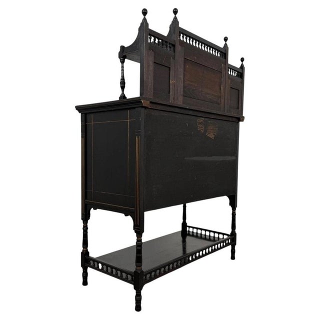 19th Century Antique English Ebonised Aesthetic Movement Cabinet For Sale - Image 9 of 11