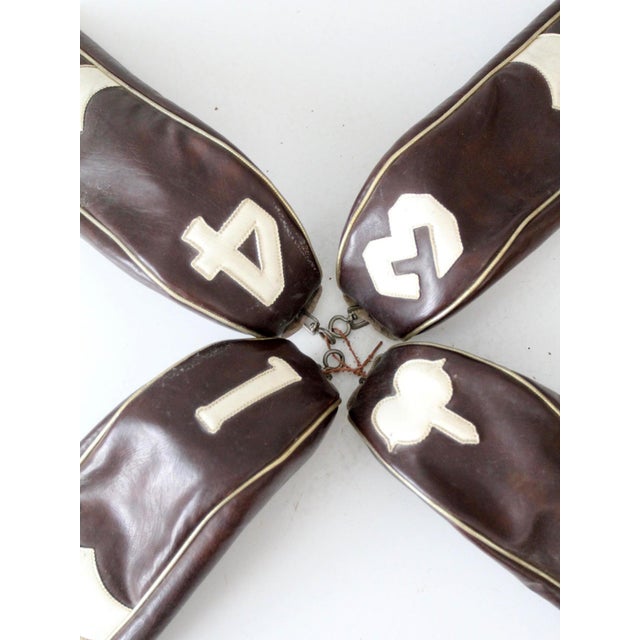 Vintage 1950s Golf Club Head Covers Set of 4 Brown and Cream For Sale - Image 9 of 12