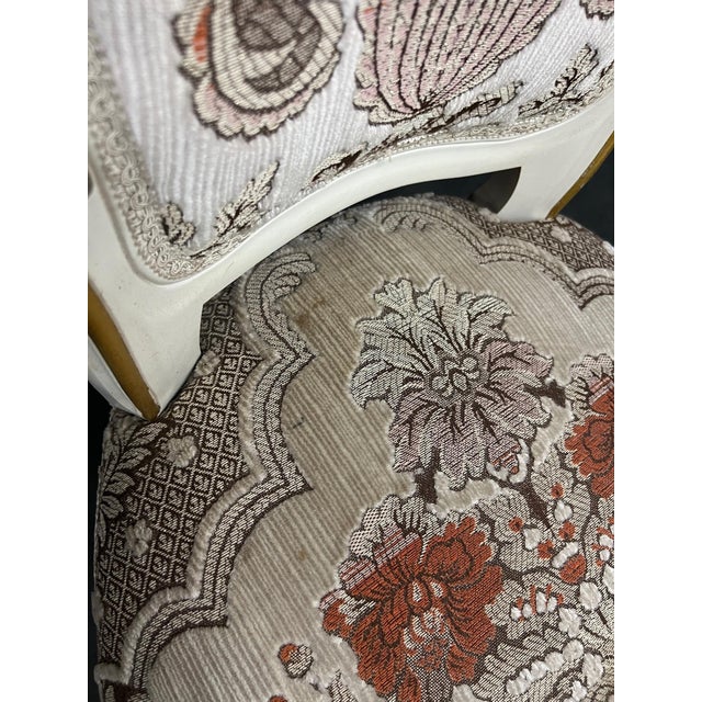 1980s Vintage French Style Floral Upholstered Wood & Chenille Dining Chairs - Set of 8 For Sale - Image 10 of 12