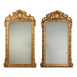 Carved and Gilded Mirrors, Set of 2 For Sale