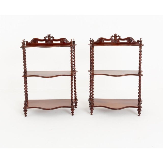 Victorian Whatnot Bookshelves in Mahogany, 1870s, Set of 2 For Sale - Image 4 of 4