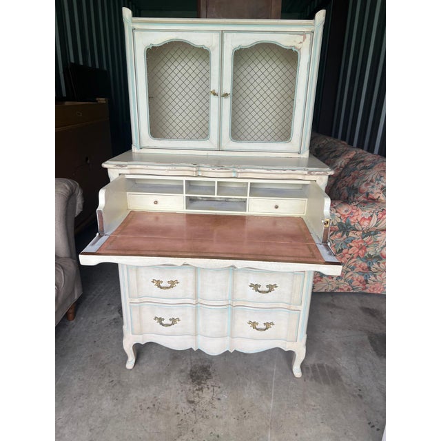 Vintage French Provincial Painted Secretary Desk For Sale - Image 4 of 6