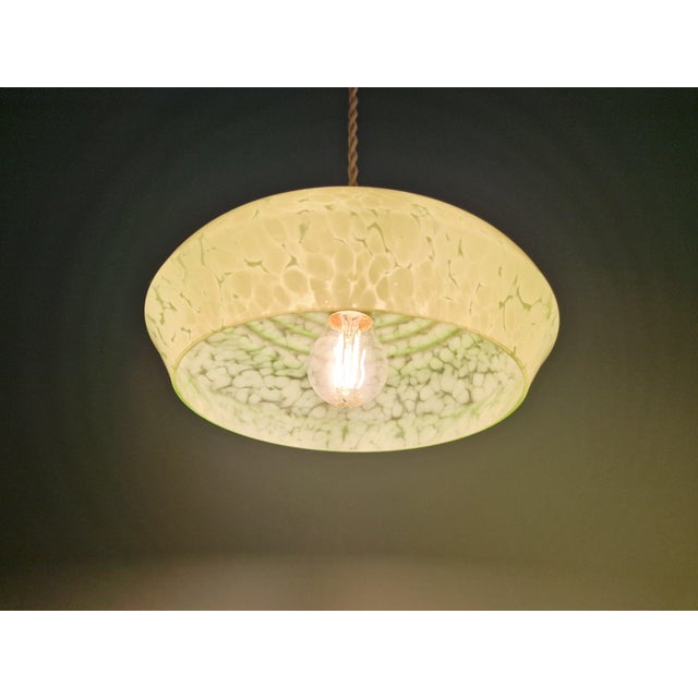 Green Art Deco Pendant Lights in Speckled Glass, 1930s, Set of 2 For Sale - Image 8 of 12