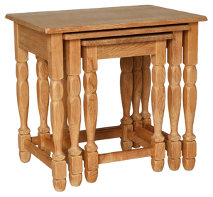Nesting Tables attributed to Henning Kjærnulf in Quartersawn Oakwood, Denmark, 1960s, Set of 3