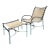 Early Mid Century Robert Lewis Attrbuted Patinated Bronze Patio Lounge Chair Ottoman Set, 2 Pieces For Sale