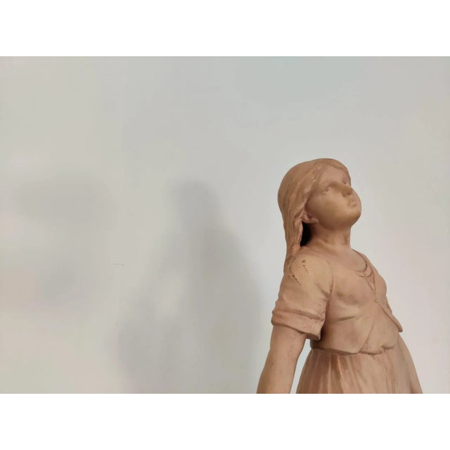 Antique Terracotta Girl with Mandolin Sculpture For Sale - Image 13 of 18