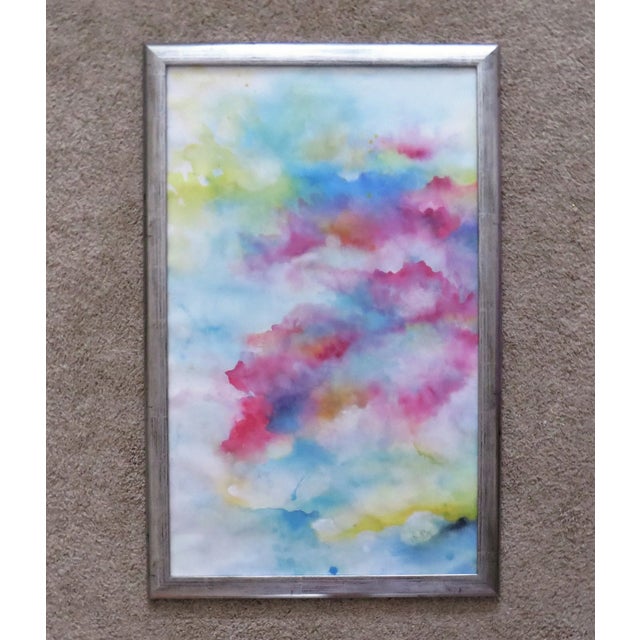 2010s Contemporary Abstract Watercolor Painting Signed For Sale - Image 5 of 5