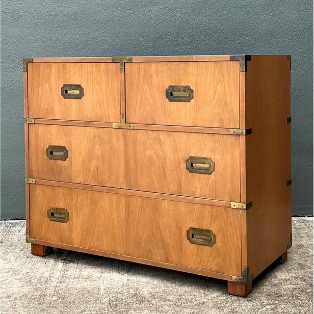 Vintage Baker Wood and Metal Campaign Chest For Sale - Image 12 of 13