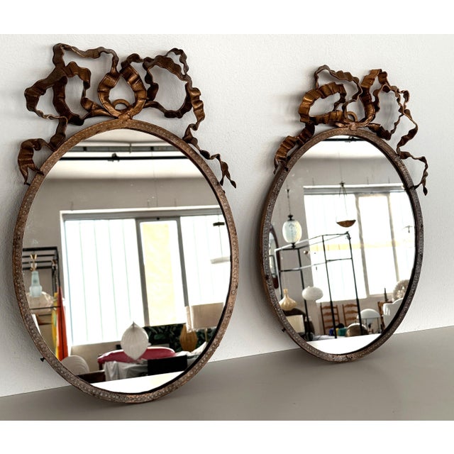 Mid-Century Modern Italian Wrought Iron Wall Mirrors, 1950s, Set of 2 For Sale - Image 10 of 18