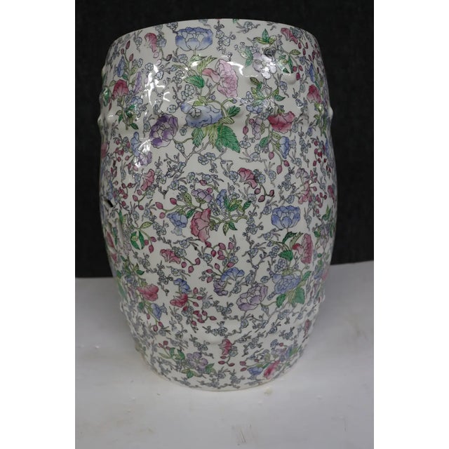 Chinoiserie Vintage Floral Chinoiserie Ceramic Garden Stool For Sale - Image 3 of 7