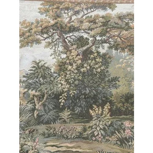 Vintage French Jacquard Tapestry with Fountain Motif, 1980s For Sale - Image 14 of 18