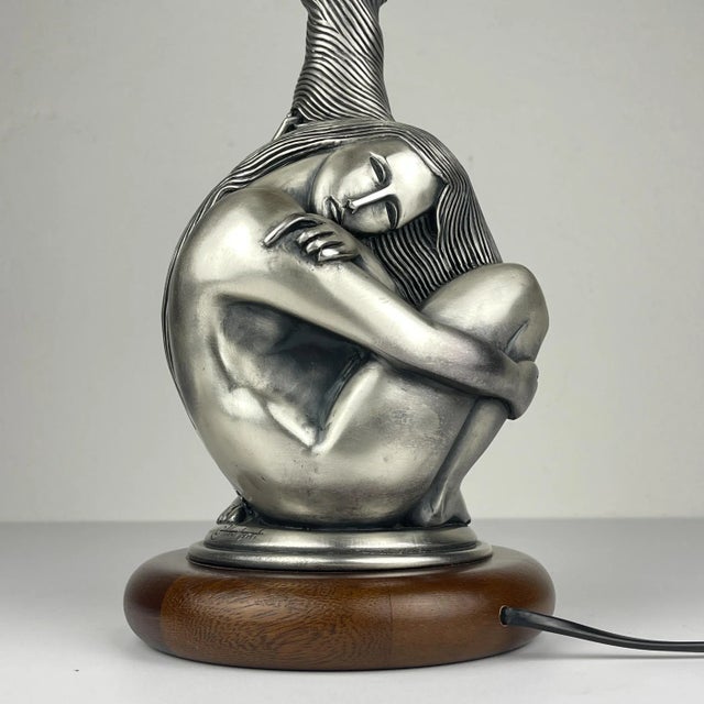 Metal Vintage Silver Man and Woman Table Lamp by Ottaviani, Italy, 1970s For Sale - Image 7 of 18