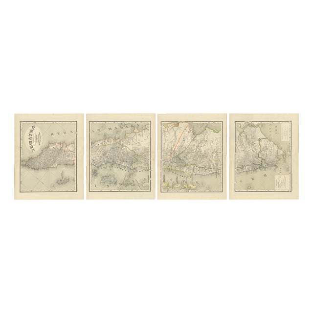 4-Sheet Maps of Sumatra from the Dutch East Indies, 1884, Set of 4 For Sale