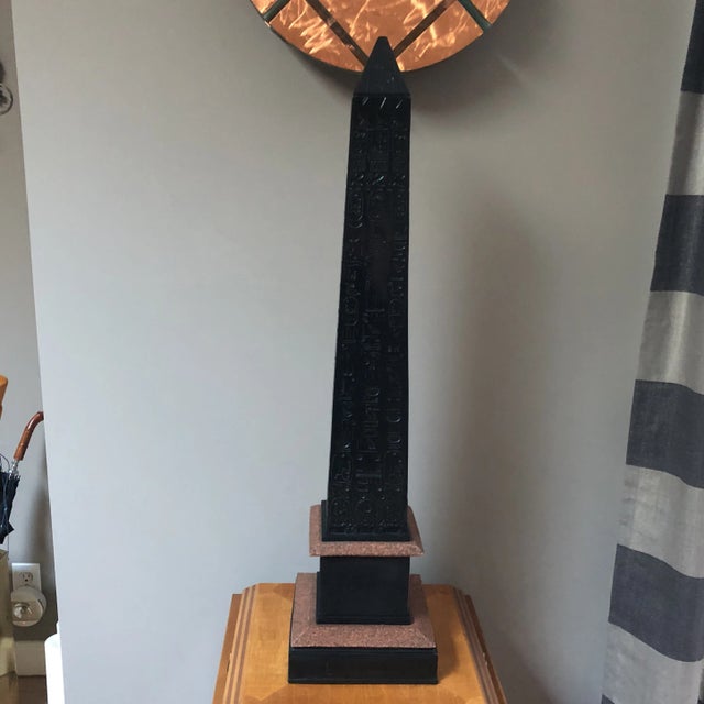 Black Marble/Red Granite Obelisk For Sale - Image 10 of 10