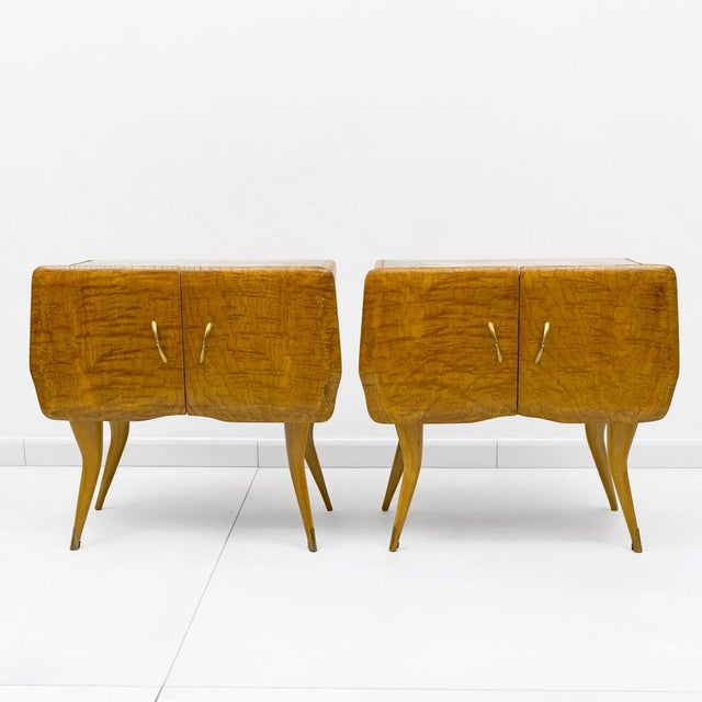 Mid-Century Modern Mid-Century Beech and Chestnut Burl Bedside Tables, 1950s, Set of 2 For Sale - Image 3 of 11