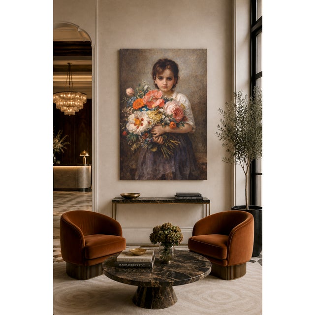 Not Yet Made - Made To Order Atelier Aria Lumae Bouguereau and Rachel Ruysch Style Girl With Dutch Golden Age Bouquet Fine Art Gallery Board Print 24 X 36 For Sale - Image 5 of 15