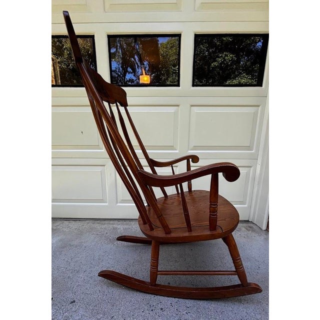 1980s 1980s Hitchcock Oak Rocking Chair For Sale - Image 5 of 7