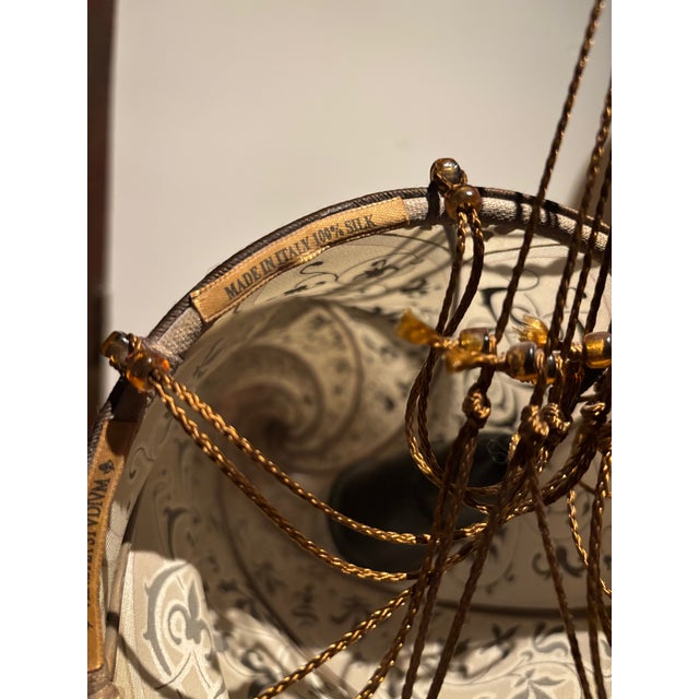 Mariano Fortuny Vintage Floor Lamp in Silk, Amber, Bronze and Fabric C 1970 by Fortuny. For Sale - Image 4 of 7