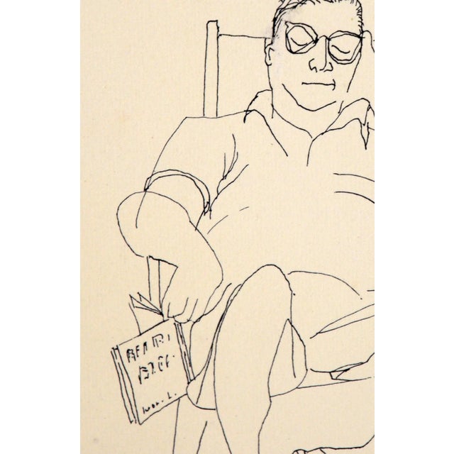 American Lounge Chair Nap - Vintage Illustration in Ink and Watercolor by Irene Pattinson For Sale - Image 3 of 5