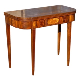 Antique Hepplewhite Style Mahogany & Satinwood Card Table / Console Table For Sale